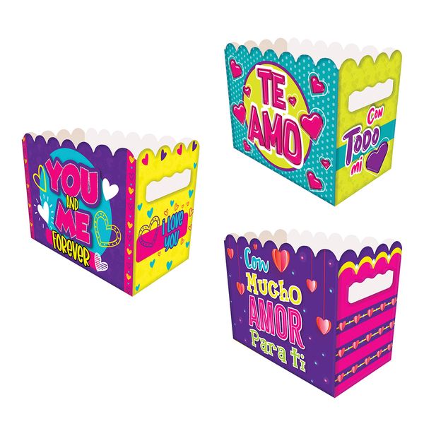 6 Cajas Decoradas Cartón Surtida - Amor - Tapa + Base - $ 18.295
