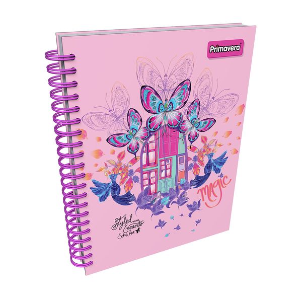 Cuaderno-Argollado-Pasta-Dura-Grande-Encanto-Mariposas-Rosado