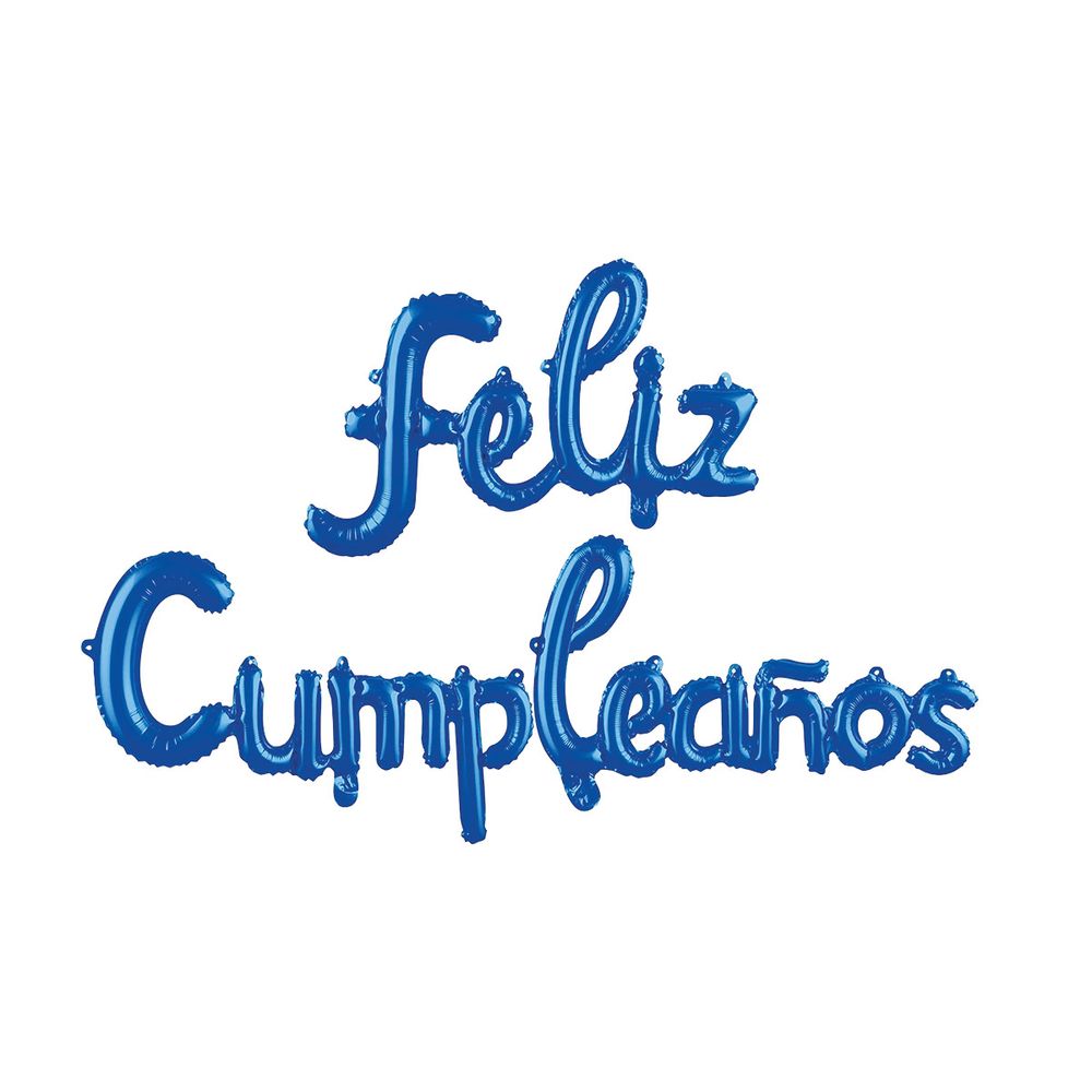 Globo Feliz Cumpleaños Letra Cursiva Azul Papelesprimavera 8275