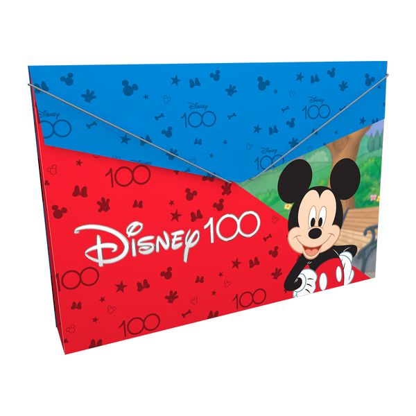 Carpeta-Plastica-Fuelle-Disney-100-Mickey-in-Front-Azul-y-Rojo