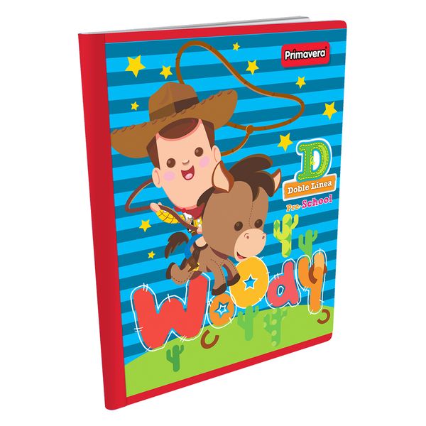 Cuaderno-Cosido-Pre-School-D-Toy-Story-4-Woody-Tiro-al-Blanco-Estrellas-Franjas