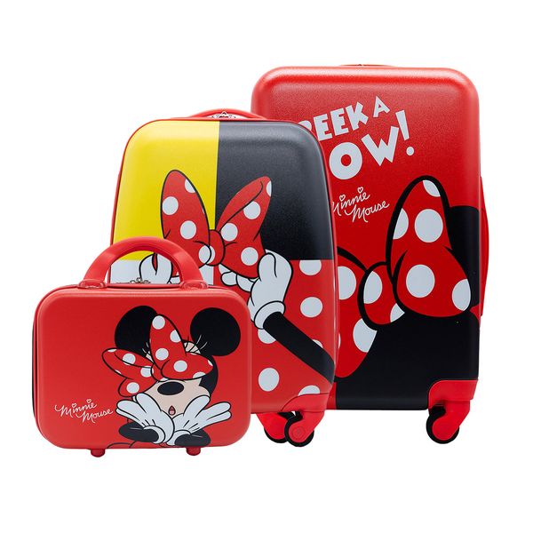 Maleta de viaje con ruedas para niño, gris/roja de Mickey Mouse
