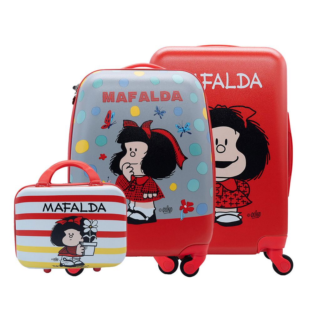 Set de Maletas de Viaje Mafalda Franjas y Colores x 3
