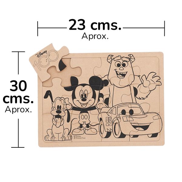 Rompecabezas-con-Marco-para-Pintar-Mickey-Mouse-Sully-Pluto-y-Rayo-McQueen-Disney-100---12-Piezas