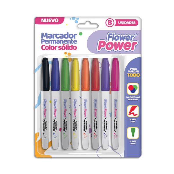 Marcadores-Permanentes-Flower-Power-Colores-Solidos-x-8
