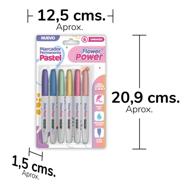 Marcadores-Permanentes-Flower-Power-Pastel-x6