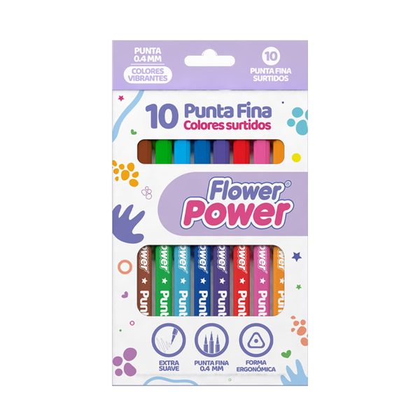 Plumon-Punta-Fina-Flower-Power-Colores-Vibrantes-x10