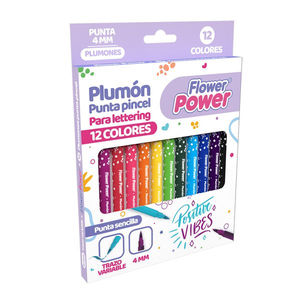 Plumon-Punta-Pincel-Flower-Power-x-12