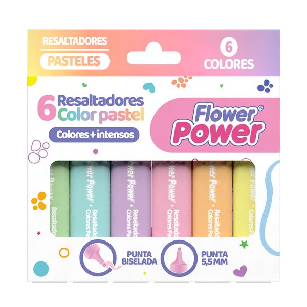 Resaltador-Flower-Power-Color-Pastel-x-6