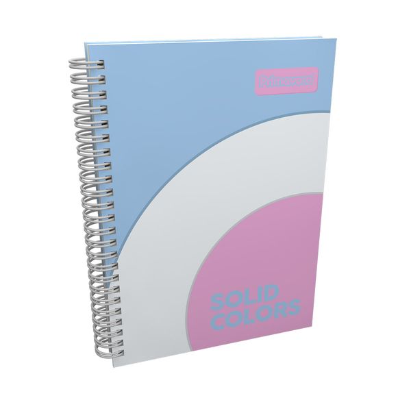 Cuaderno-Argollado-Pasta-Dura-Grande-Solid-Colors-Azul---Blanco---Rosado