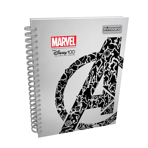 Cuaderno-Argollado-Pasta-Dura-Grande-Avengers-Logo-Siluetas-Fondo-Gris-Disney-100