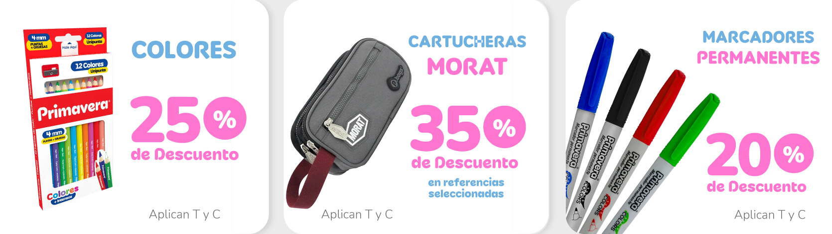Aviso Promocional Colores-Cartucheras-Marcadores - Marzo